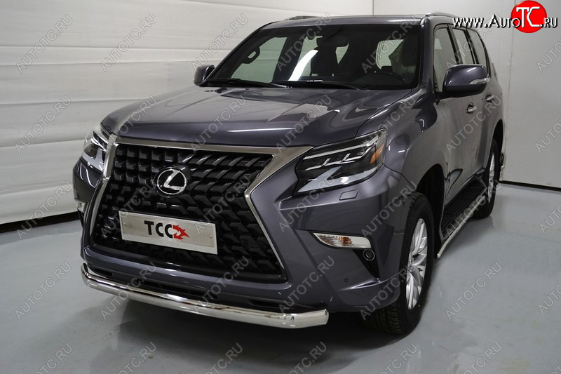 23 899 р. Защита переднего бампера нижняя овальная 75х42 мм ТСС Тюнинг  Lexus GX460  J150 (2019-2022) 2-ой рестайлинг (нержавейка)  с доставкой в г. Керчь