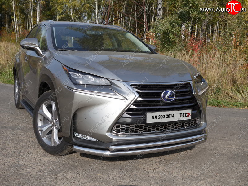 23 549 р. Защита переднего бампера нижняя двойная 60,3*42,4 мм кроме F-Sport ТСС Тюнинг Lexus NX200 Z10 дорестайлинг (2014-2017)  с доставкой в г. Керчь