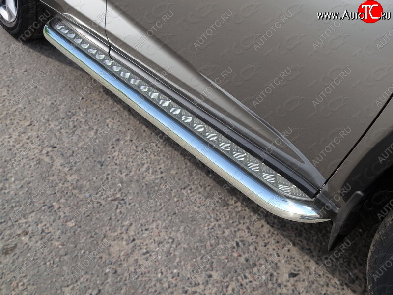 31 999 р. Пороги с площадкой 60,3 мм кроме F-Sport ТСС Тюнинг  Lexus NX200  Z10 (2014-2017) дорестайлинг (серые)  с доставкой в г. Керчь