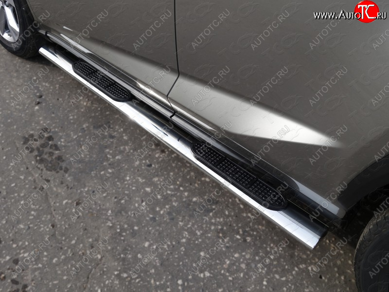 38 799 р. Пороги овальные с накладкой 120х60 мм кроме F-Sport ТСС Тюнинг  Lexus NX200T  Z10 (2014-2017) (серые)  с доставкой в г. Керчь