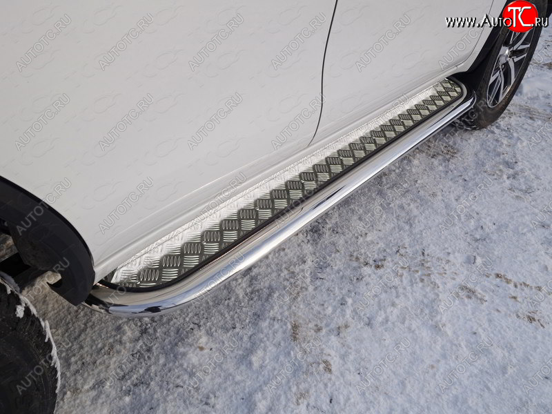34 999 р. Пороги с площадкой 75х42 мм кроме F-Sport ТСС Тюнинг Lexus NX200T Z10 (2014-2017) (серые)  с доставкой в г. Керчь