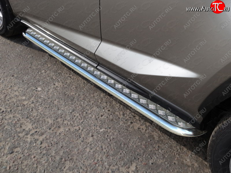 27 849 р. Пороги с площадкой 42,4 мм кроме F-Sport ТСС Тюнинг Lexus NX200 Z10 рестайлинг (2017-2021) (серые)  с доставкой в г. Керчь