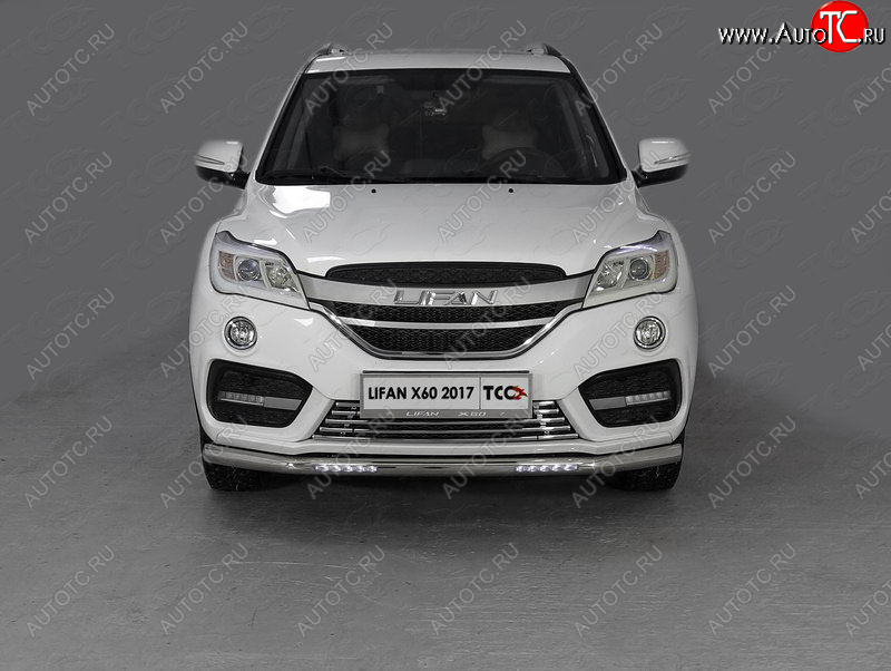 30 899 р. Защита переднего бампера нижняя с ДХО 60,3 мм ТСС Тюнинг  Lifan X60 (2016-2025) 2-ой рестайлинг (нержавейка)  с доставкой в г. Керчь
