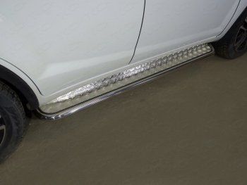 Пороги с площадкой 42,4 мм ТСС Тюнинг Lifan X60 (2016-2025) 2-ой рестайлинг (серые)
