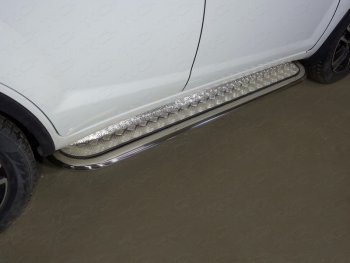 Пороги с площадкой 75х42 мм ТСС Тюнинг Lifan X60 (2016-2025) 2-ой рестайлинг (серые)