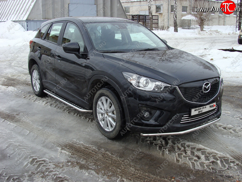 14 699 р. Защита переднего бампера нижняя d42,4 мм ТСС Тюнинг  Mazda CX-5  KE (2011-2014) дорестайлинг (нержавейка)  с доставкой в г. Керчь
