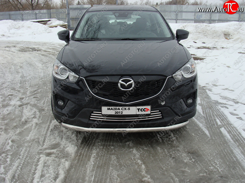17 649 р. Защита переднего бампера нижняя d60,3 мм ТСС Тюнинг  Mazda CX-5  KE (2011-2014) дорестайлинг (нержавейка)  с доставкой в г. Керчь