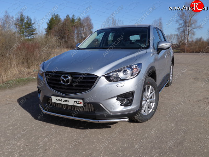 14 699 р. Защита переднего бампера нижняя d42,4 мм ТСС Тюнинг  Mazda CX-5  KE (2015-2017) рестайлинг (нержавейка)  с доставкой в г. Керчь