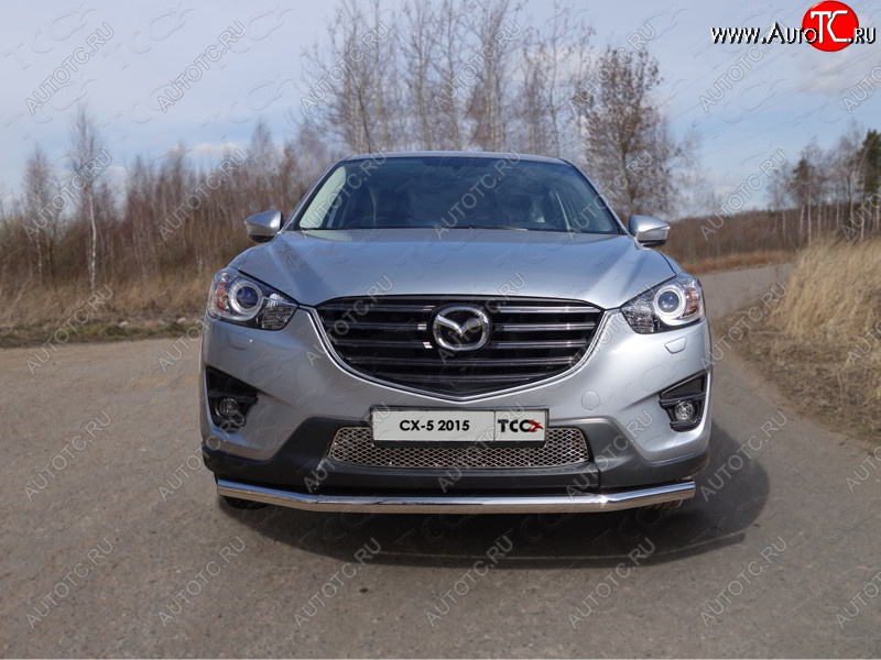 17 649 р. Защита переднего бампера нижняя d60,3 мм ТСС Тюнинг  Mazda CX-5  KE (2015-2017) рестайлинг (нержавейка)  с доставкой в г. Керчь