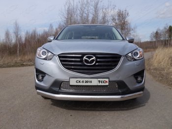 Защита переднего бампера нижняя овальная 75*42 мм ТСС Тюнинг Mazda CX-5 KE рестайлинг (2015-2017) (нержавейка)