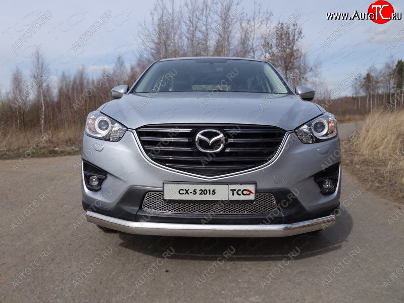 23 899 р. Защита переднего бампера нижняя овальная 75*42 мм ТСС Тюнинг  Mazda CX-5  KE (2015-2017) рестайлинг (нержавейка)  с доставкой в г. Керчь