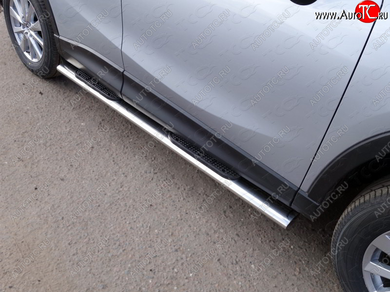 40 799 р. Пороги овальные с накладкой 120х60 мм, ТСС Тюнинг Mazda CX-5 KE рестайлинг (2015-2017) (серые)  с доставкой в г. Керчь