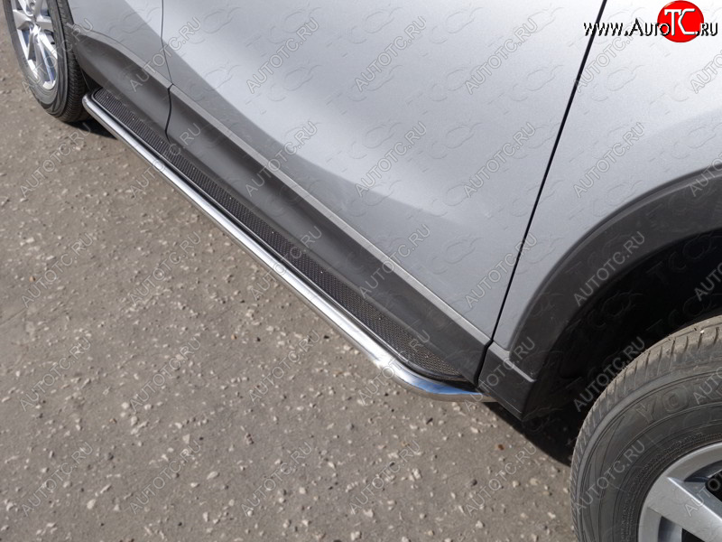 38 999 р. Пороги с площадкой 42,4 мм ТСС Тюнинг Mazda CX-5 KE рестайлинг (2015-2017) (нержавейка)  с доставкой в г. Керчь