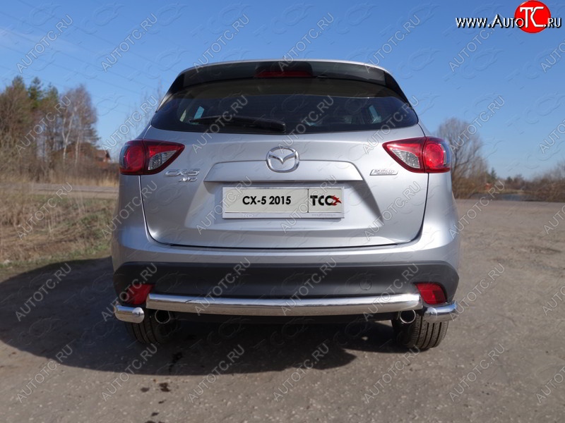 15 899 р. Защита заднего бампера (овальная длинная, d75х42 мм) TCC  Mazda CX-5  KE (2015-2017) рестайлинг  с доставкой в г. Керчь