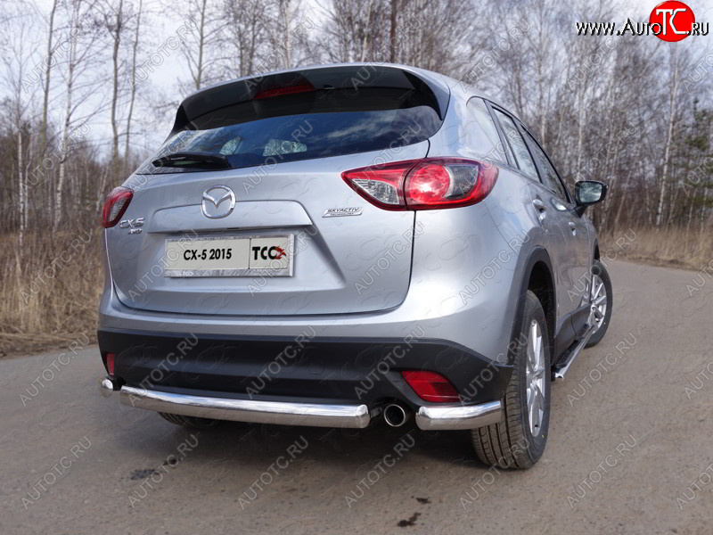 9 549 р. Защита заднего бампера (уголки, d75х42 мм) TCC  Mazda CX-5  KE (2015-2017) рестайлинг  с доставкой в г. Керчь
