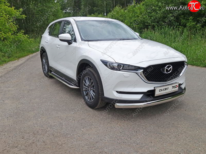 44 999 р. Пороги с площадкой 75х42 мм ТСС Тюнинг Mazda CX-5 KF (2016-2025) (серые)  с доставкой в г. Керчь