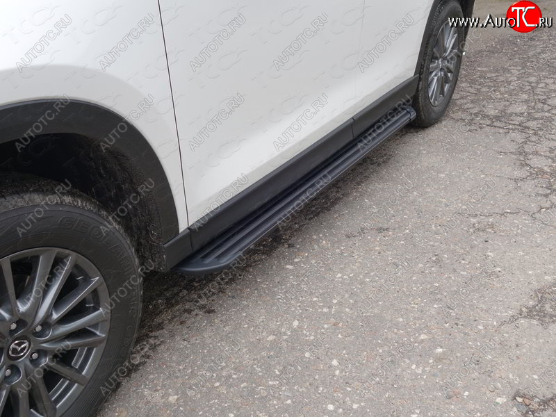 21 999 р. Пороги алюминиевые Slim Line ТСС Тюнинг  Mazda CX-5  KF (2016-2025) (Black)  с доставкой в г. Керчь