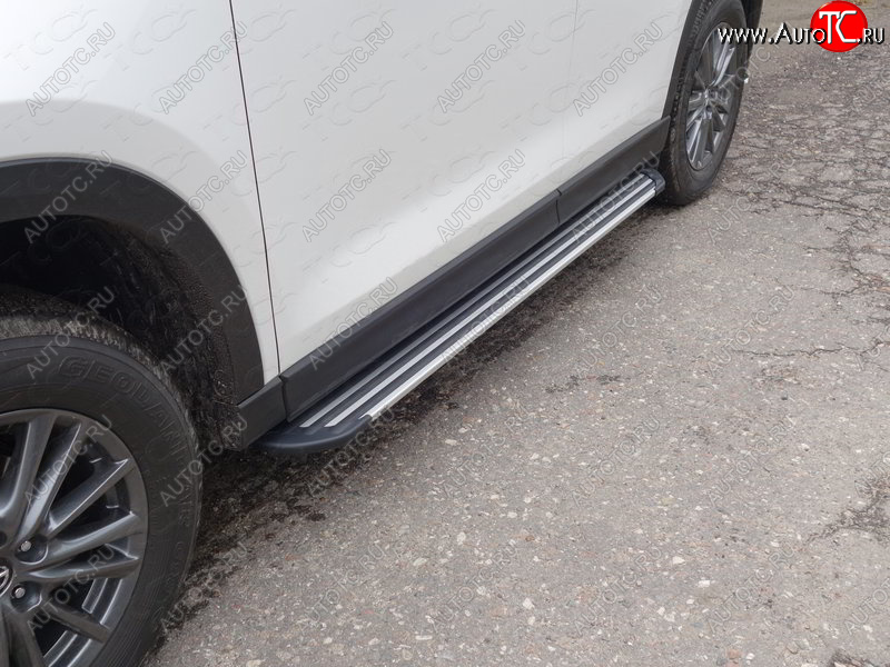 20 599 р. Пороги алюминиевые Slim Line ТСС Тюнинг Mazda CX-5 KF (2016-2025) (Silver)  с доставкой в г. Керчь