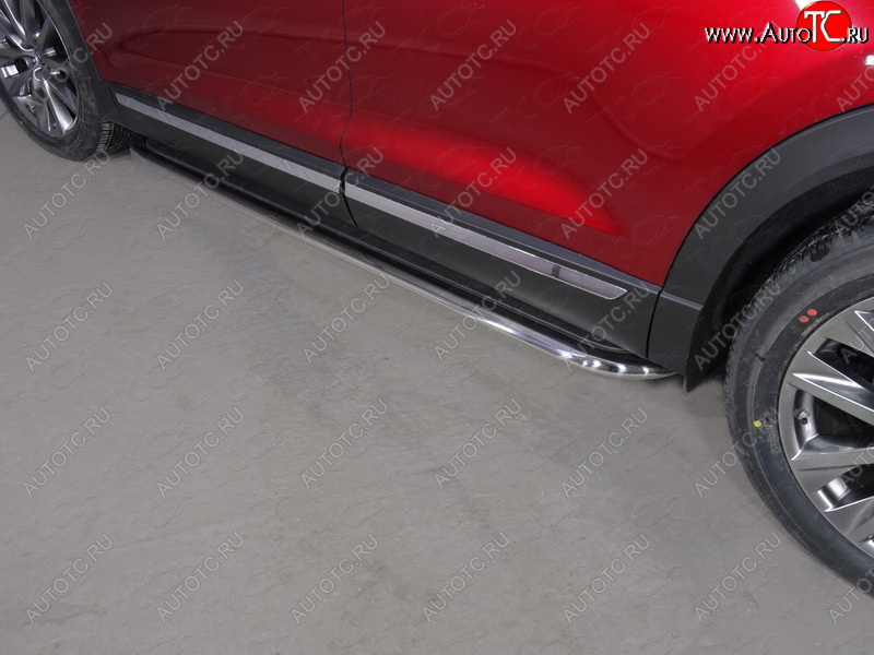 53 999 р. Пороги с площадкой 75х42 мм ТСС Тюнинг Mazda CX-9 TC дорестайлинг (2015-2025) (нержавейка)  с доставкой в г. Керчь
