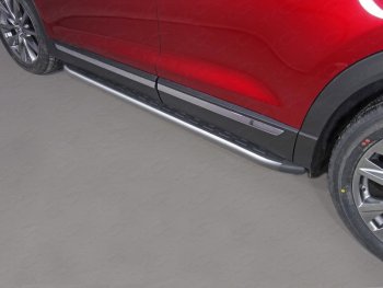 Пороги алюминиевые с пластиковой накладкой ТСС Тюнинг Mazda CX-9  TC (2015-2025) дорестайлинг (карбон серые)