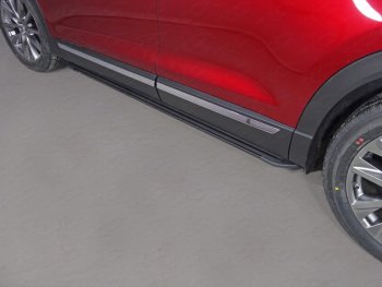 Пороги алюминиевые Slim Line ТСС Тюнинг Mazda CX-9  TC (2015-2025) дорестайлинг (Black)