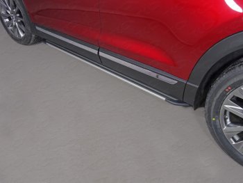 Пороги алюминиевые Slim Line ТСС Тюнинг Mazda CX-9  TC (2015-2025) дорестайлинг (Silver)