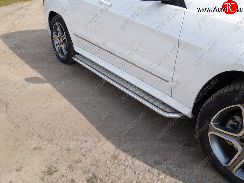 29 999 р. Пороги с площадкой 42,4 мм ТСС Тюнинг Mercedes-Benz GLK class X204 рестайлинг (2012-2015) (серые)  с доставкой в г. Керчь
