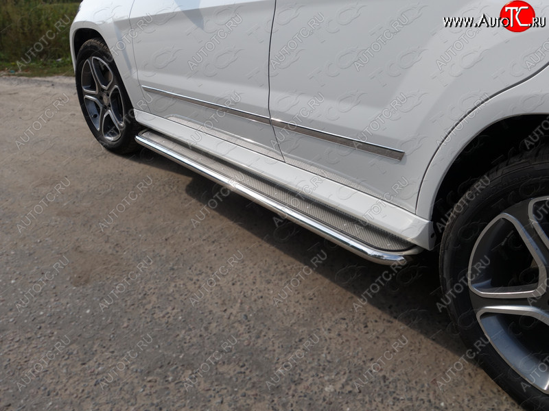 38 999 р. Пороги с площадкой 42,4 мм ТСС Тюнинг Mercedes-Benz GLK class X204 рестайлинг (2012-2015) (нержавейка)  с доставкой в г. Керчь