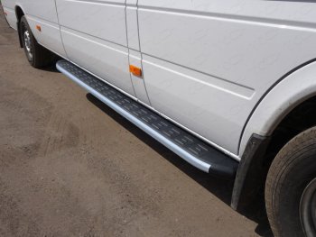 Порог правый алюминиевый с пластиковой накладкой ТСС Тюнинг Mercedes-Benz Sprinter  W906 (2014-2018) рестайлинг (карбон серый)