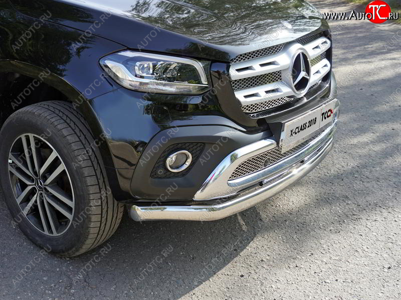23 899 р. Защита переднего бампера нижняя овальная 75*42 мм ТСС Тюнинг Mercedes-Benz X class W470 (2017-2020) (нержавейка)  с доставкой в г. Керчь