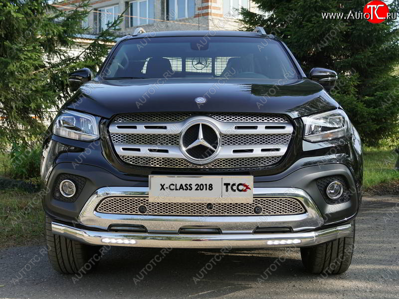37 999 р. Защита передняя нижняя овальная с ДХО 75х42 мм ТСС Тюнинг Mercedes-Benz X class W470 (2017-2020) (нержавейка)  с доставкой в г. Керчь