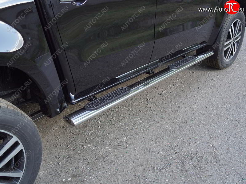 43 949 р. Пороги овальные с накладкой 120х60 мм, ТСС Тюнинг  Mercedes-Benz X class  W470 (2017-2020) (серые)  с доставкой в г. Керчь