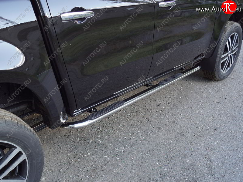 31 399 р. Пороги овальные гнутые с накладкой 75х42 мм  Mercedes-Benz X class  W470 (2017-2020) (серые)  с доставкой в г. Керчь