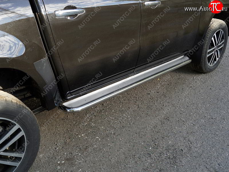 34 799 р. Пороги с площадкой 42,4 мм ТСС Тюнинг  Mercedes-Benz X class  W470 (2017-2020) (нержавейка)  с доставкой в г. Керчь