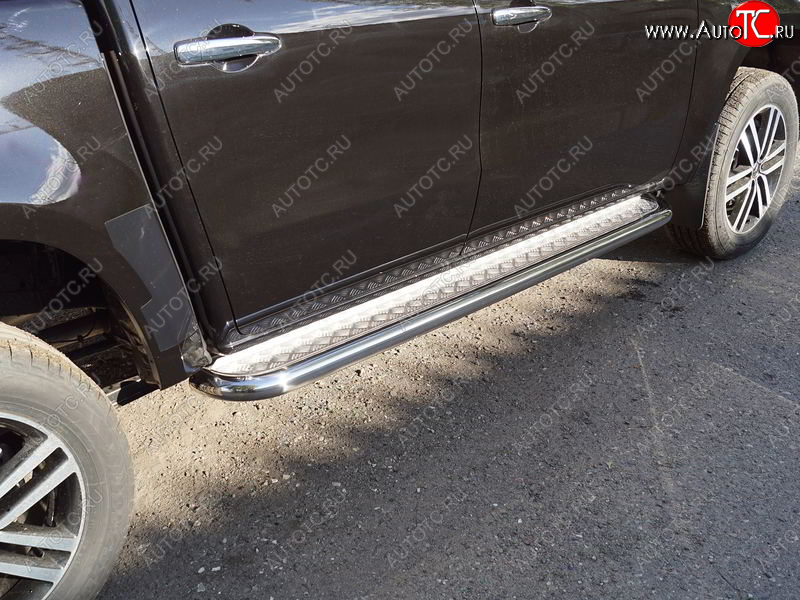 36 999 р. Пороги с площадкой 60,3 мм ТСС Тюнинг  Mercedes-Benz X class  W470 (2017-2020) (серые)  с доставкой в г. Керчь