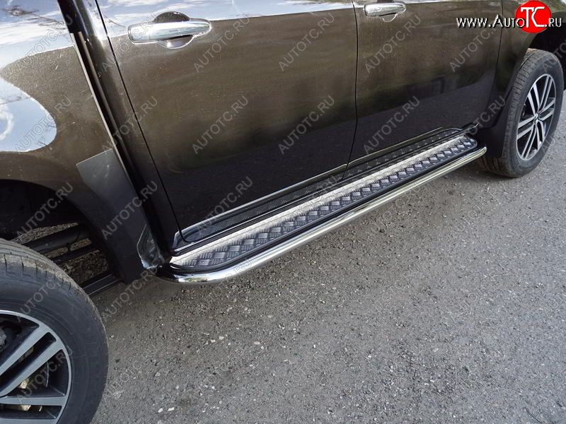 39 599 р. Пороги с площадкой 75х42 мм ТСС Тюнинг  Mercedes-Benz X class  W470 (2017-2020) (серые)  с доставкой в г. Керчь