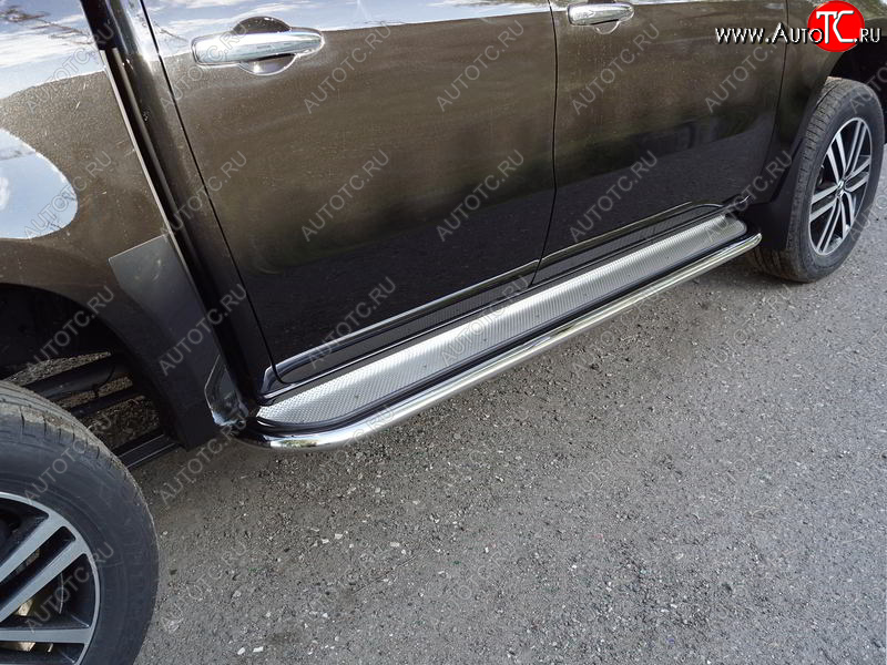 46 999 р. Пороги с площадкой 75х42 мм ТСС Тюнинг  Mercedes-Benz X class  W470 (2017-2020) (нержавейка)  с доставкой в г. Керчь