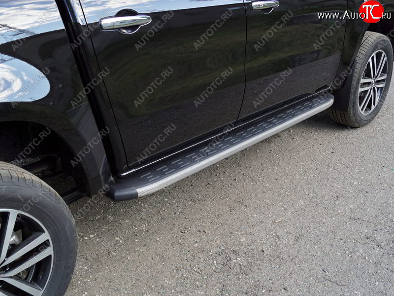 21 999 р. Пороги алюминиевые с пластиковой накладкой ТСС Тюнинг  Mercedes-Benz X class  W470 (2017-2020) (карбон серые)  с доставкой в г. Керчь