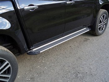Пороги алюминиевые Slim Line ТСС Тюнинг Mercedes-Benz X class  W470 (2017-2020) (Silver)