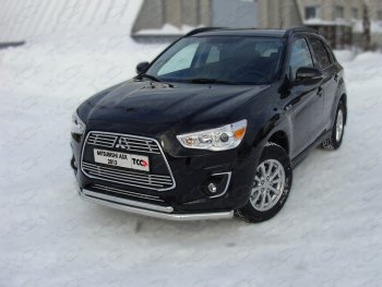 Защита переднего бампера нижняя d60,3*42,4 мм ТСС Тюнинг Mitsubishi ASX 1-ый рестайлинг (2013-2016) (нержавейка)