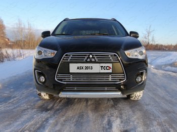 Защита переднего бампера нижняя овальная 75*42 мм ТСС Тюнинг Mitsubishi ASX 1-ый рестайлинг (2013-2016) (нержавейка)