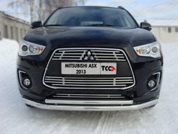 Средняя декоративная вставка в бампер ТСС Тюнинг Mitsubishi ASX (2013-2016) 1-ый рестайлинг (d 12 мм)