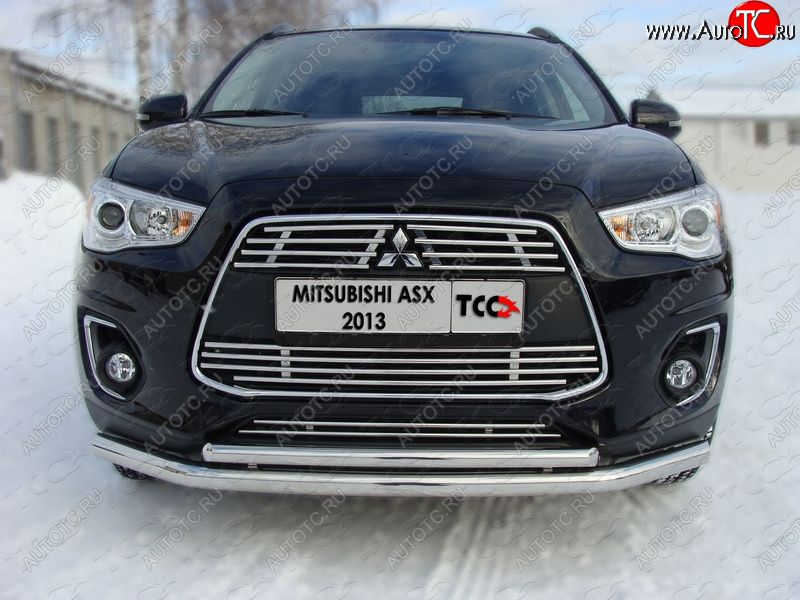 7 349 р. Средняя декоративная вставка в бампер ТСС Тюнинг Mitsubishi ASX 1-ый рестайлинг (2013-2016) (d 12 мм)  с доставкой в г. Керчь