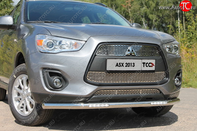 31 899 р. Защита переднего бампера нижняя с ДХО 60,3 мм ТСС Тюнинг  Mitsubishi ASX (2013-2016) 1-ый рестайлинг (нержавейка)  с доставкой в г. Керчь