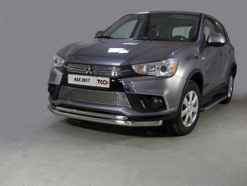 Защита переднего бампера нижняя двойная 60,3*42,4 мм ТСС Тюнинг Mitsubishi ASX 2-ой рестайлинг (2017-2020) (нержавейка)