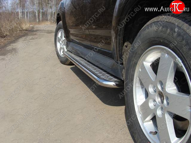 27 849 р. Пороги с площадкой 42,4 мм ТСС Тюнинг  Mitsubishi Outlander  GF (2012-2014) дорестайлинг (серые)  с доставкой в г. Керчь