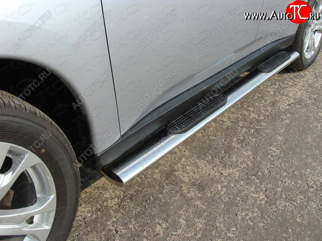 40 799 р. Пороги овальные с накладкой 120х60 мм, ТСС Тюнинг  Mitsubishi Outlander  GF (2012-2014) дорестайлинг (серые)  с доставкой в г. Керчь