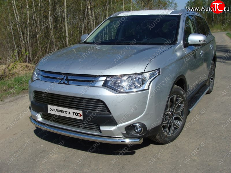 17 649 р. Защита переднего бампера нижняя d60,3 мм ТСС Тюнинг  Mitsubishi Outlander  GF (2014-2016) 1-ый рестайлинг (нержавейка)  с доставкой в г. Керчь