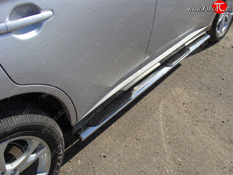 31 399 р. Пороги овальные с накладкой 75х42 мм ТСС Тюнинг  Mitsubishi Outlander  GF (2014-2016) 1-ый рестайлинг (серые)  с доставкой в г. Керчь