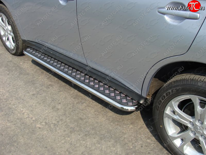 27 849 р. Пороги с площадкой 42,4 мм ТСС Тюнинг  Mitsubishi Outlander  GF (2014-2016) 1-ый рестайлинг (серые)  с доставкой в г. Керчь